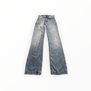 Decree Jeans Mens 33x32 Blue Bootcut Distressed Y2K Embroidered Denim Pants